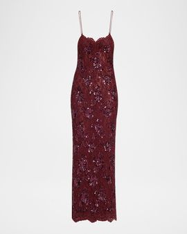 LoveShackFancy Ciona Embellished Floral Lace Maxi Dress
