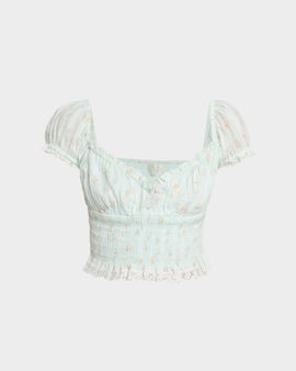 LoveShackFancy Daini Smocked Floral Top