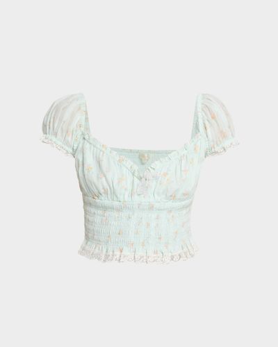 LoveShackFancy Daini Smocked Floral Top