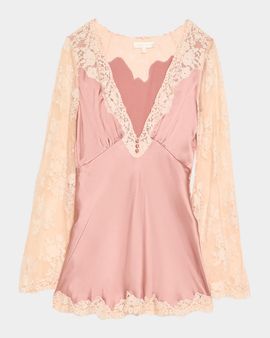 LoveShackFancy Dawselle Lace-Trim Mini Dress