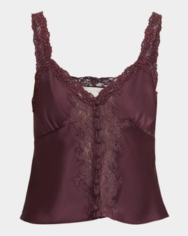 LoveShackFancy Effy Lace-Trim Crepe Top