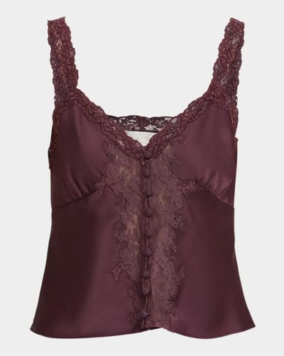 LoveShackFancy Effy Lace-Trim Crepe Top