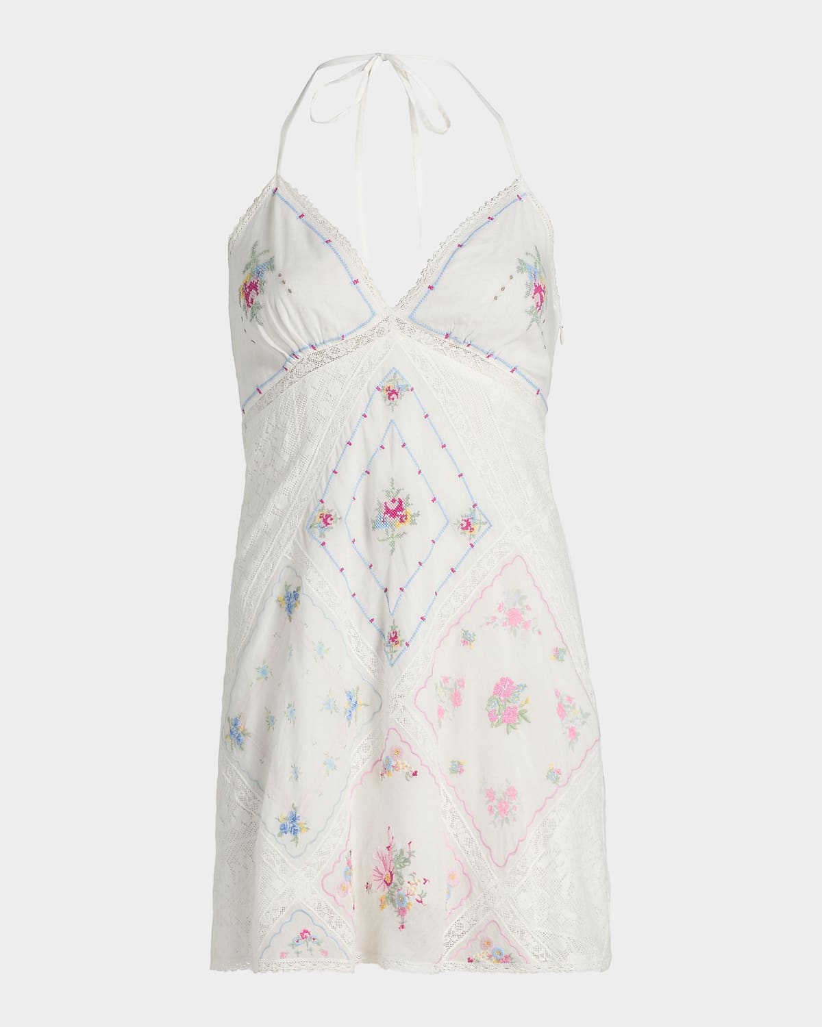 LoveShackFancy Elira Embroidered Cotton Minidress