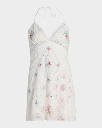 LoveShackFancy Elira Embroidered Cotton Minidress