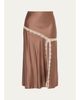 LoveShackFancy Emmabelle Lace-Trim Silk Midi Skirt - 1