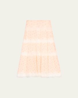 LoveShackFancy Everhart Cotton-Silk Lace Maxi Skirt