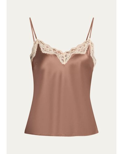LoveShackFancy Franna Lace-Trim Silk Top