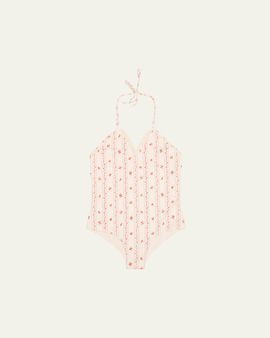 LoveShackFancy Girl's Cherry Stripe Liorra One-Piece Swimsuit