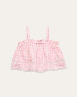LoveShackFancy Girl's Fiorella Gingham Top