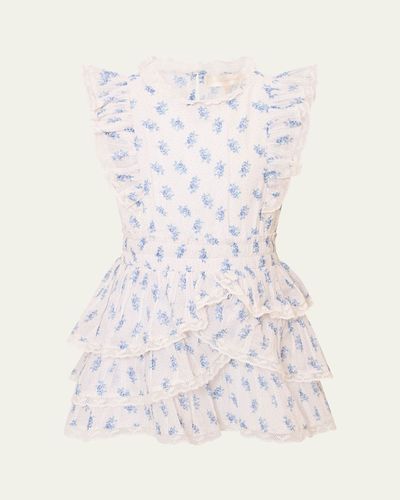 LoveShackFancy Girl's Indigo Cloud Decker Mini Dress