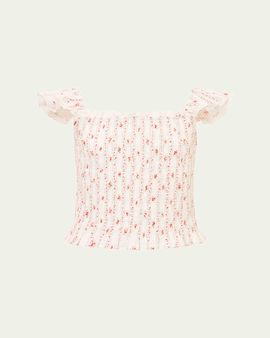 LoveShackFancy Girl's Tween Caspia Floral Stripe Top