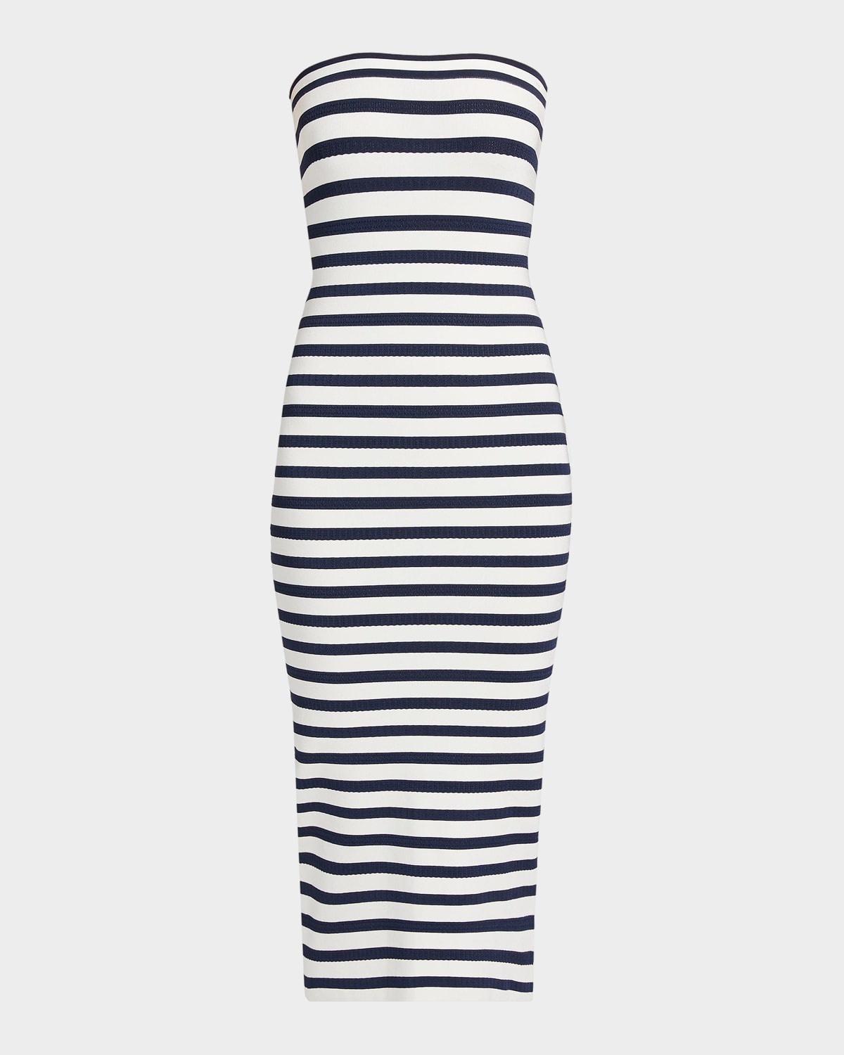 LoveShackFancy Gwynne Striped Strapless Midi Dress
