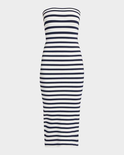 LoveShackFancy Gwynne Striped Strapless Midi Dress
