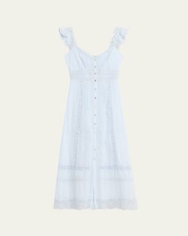 LoveShackFancy Kailette Button-Front Maxi Dress