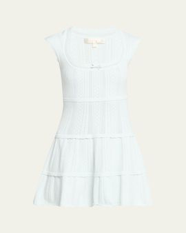 LoveShackFancy Laighton Pointelle Knit Mini Dress