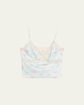 LoveShackFancy Lamora Floral Satin Tank Top