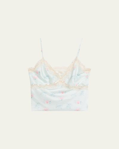 LoveShackFancy Lamora Floral Satin Tank Top