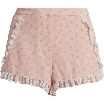 LoveShackFancy LoveShackFancy Adna Floral Print Lace Shorts