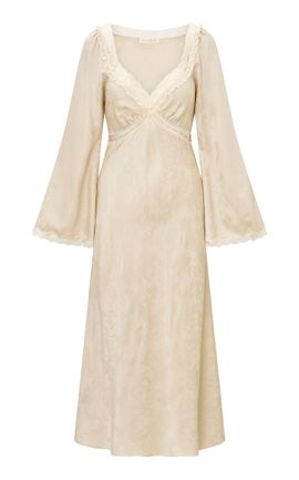 LoveShackFancy LoveShackFancy Alderton Solid Jacquard Maxi Dress