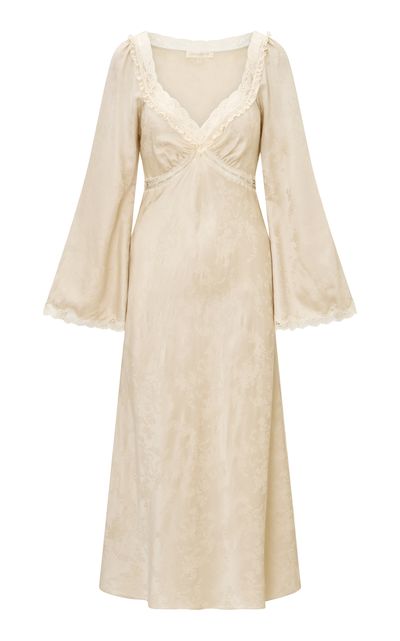 LoveShackFancy LoveShackFancy Alderton Solid Jacquard Maxi Dress