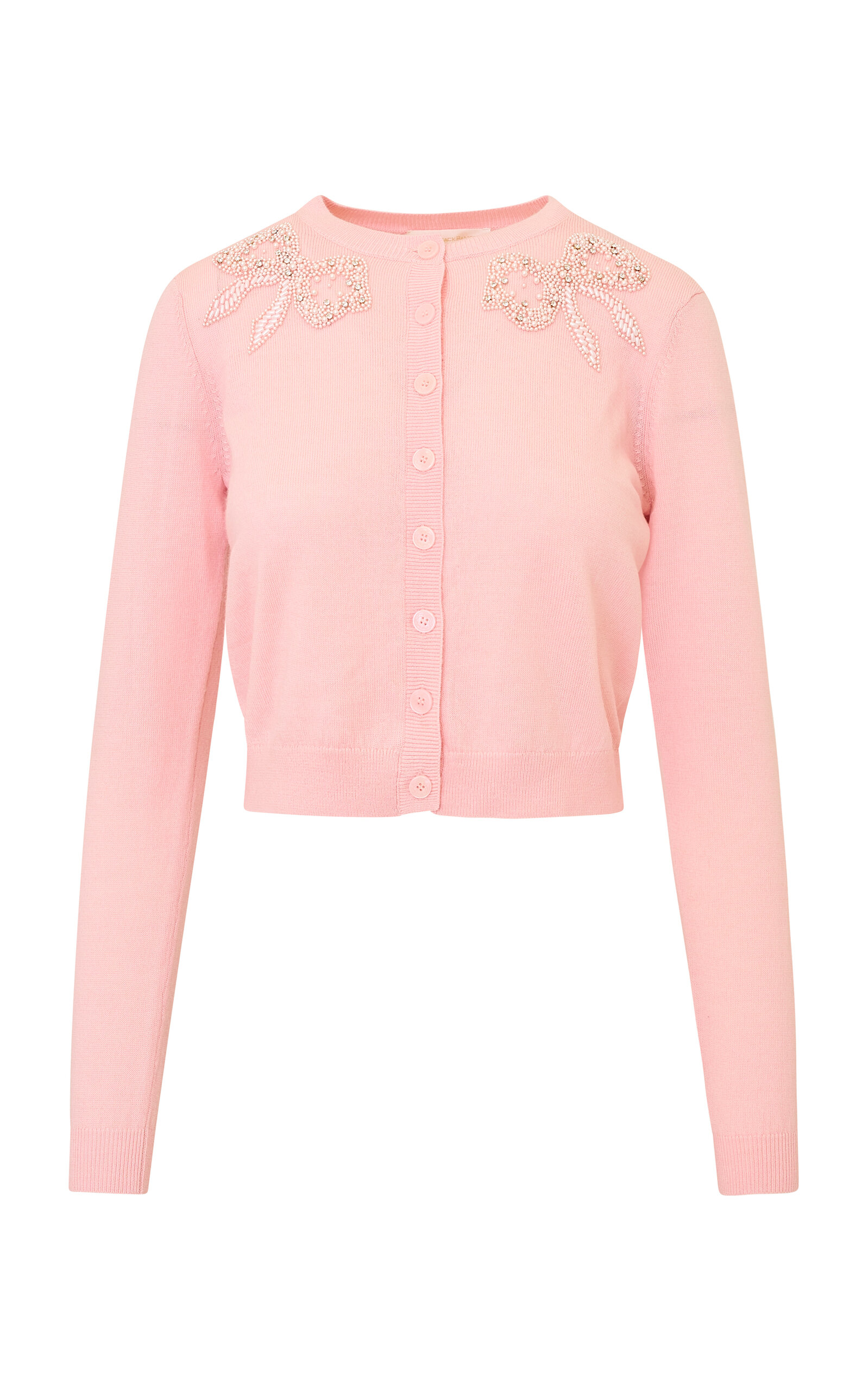LoveShackFancy LoveShackFancy Alvera PearlBeaded Wool Knit Cardigan