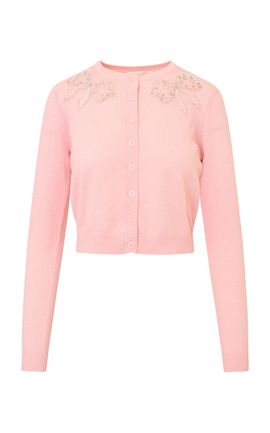 LoveShackFancy LoveShackFancy Alvera PearlBeaded Wool Knit Cardigan