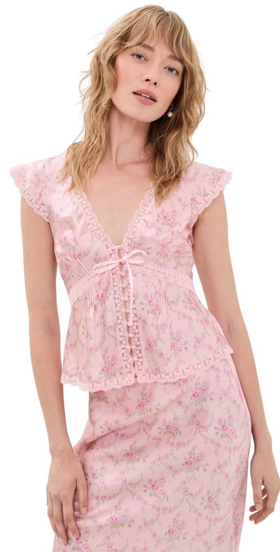 LoveShackFancy LoveShackFancy Amara Top Spiced Camellia