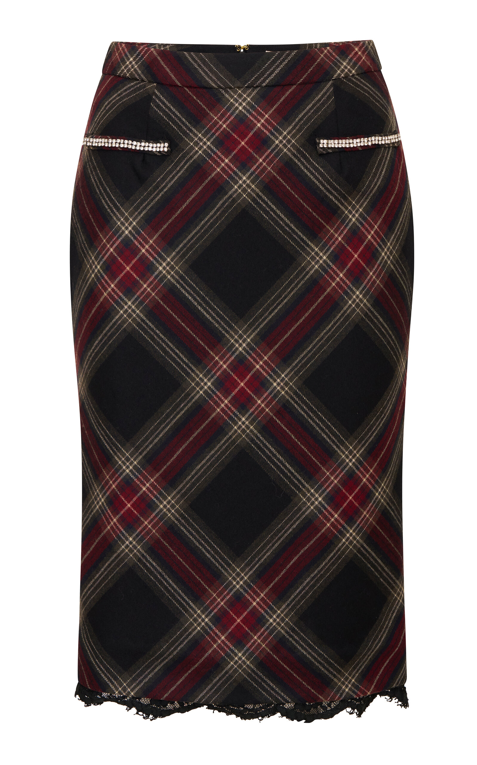 LoveShackFancy LoveShackFancy Arlisa Tartan WoolBlend Suiting Midi Skirt