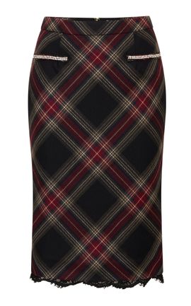 LoveShackFancy LoveShackFancy Arlisa Tartan WoolBlend Suiting Midi Skirt