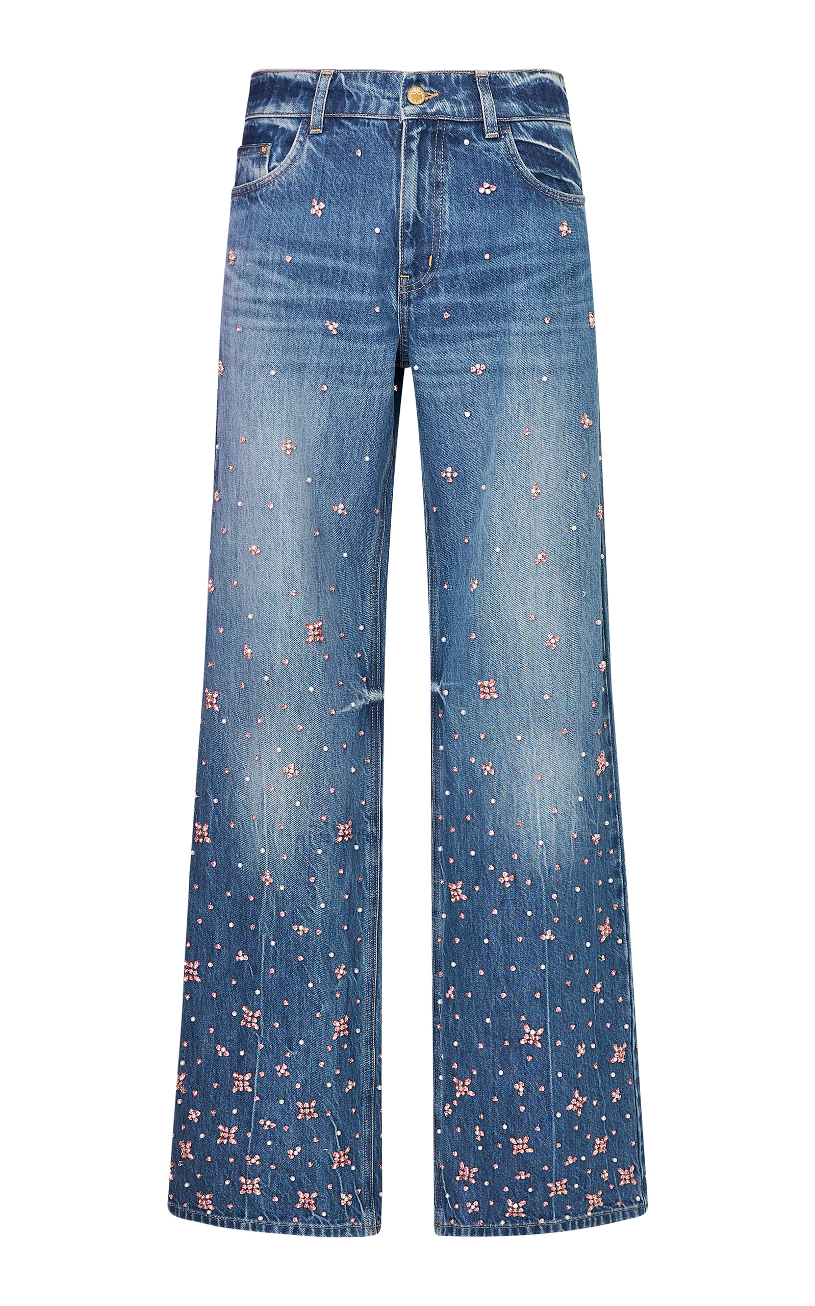 LoveShackFancy LoveShackFancy Bambie Jeweled StraightLeg Jeans