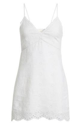 LoveShackFancy LoveShackFancy Becklyn Eyelet Sleeveless Linen Minidress