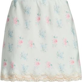 LoveShackFancy LoveShackFancy Bernes Floral Print Lace Layered Maxi Skirt