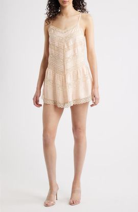 LoveShackFancy LoveShackFancy Bessette Lace Detail Silk Minidress