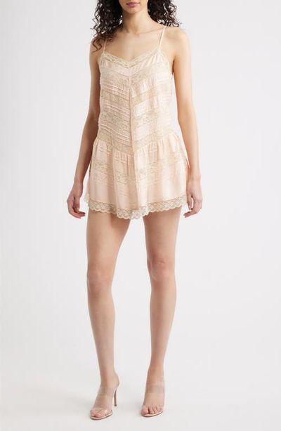 LoveShackFancy LoveShackFancy Bessette Lace Detail Silk Minidress