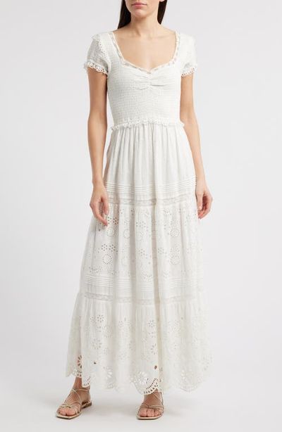 LoveShackFancy LoveShackFancy Bisolet Lace Trim Tiered Sundress