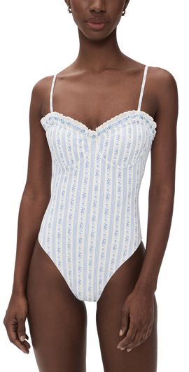 LoveShackFancy LoveShackFancy Brooksie Swimsuit Denim Sky
