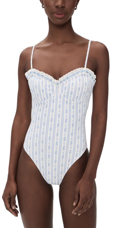 LoveShackFancy LoveShackFancy Brooksie Swimsuit Denim Sky
