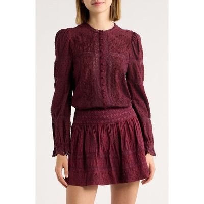 LoveShackFancy LoveShackFancy Casetta Lace Puff Shoulder Top