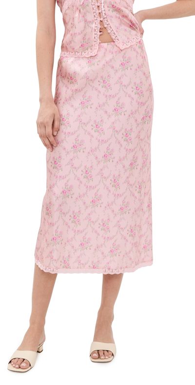 LoveShackFancy LoveShackFancy Castle Skirt Spiced Camellia
