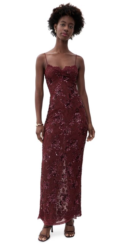 LoveShackFancy LoveShackFancy Ciona Dress Bordeaux
