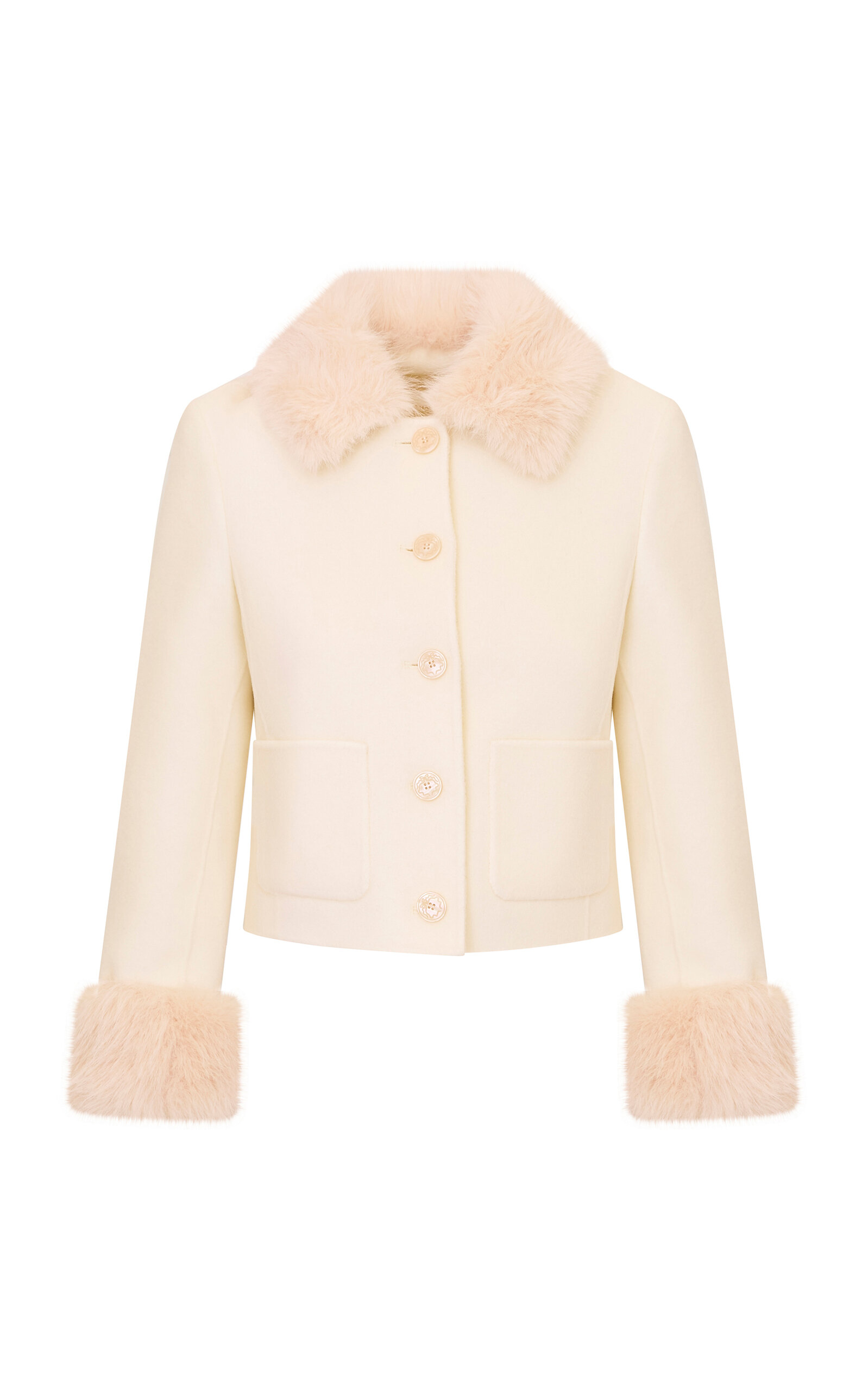 LoveShackFancy LoveShackFancy Corivelle Faux Fur Wool Jacket