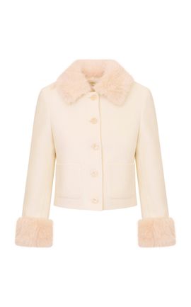 LoveShackFancy LoveShackFancy Corivelle Faux Fur Wool Jacket