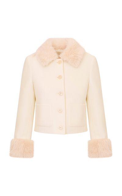 LoveShackFancy LoveShackFancy Corivelle Faux Fur Wool Jacket
