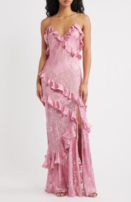 LoveShackFancy LoveShackFancy Dean Ruffle Sleeveless Satin Maxi Dress