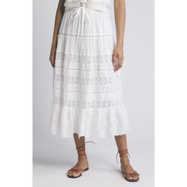 LoveShackFancy LoveShackFancy Donna Lace Tie Waist Maxi Skirt