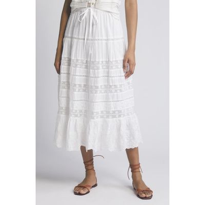 LoveShackFancy LoveShackFancy Donna Lace Tie Waist Maxi Skirt
