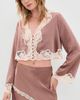 LoveShackFancy LoveShackFancy Elarine Silk Blouse Mocha - 2