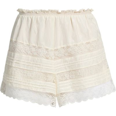 LoveShackFancy LoveShackFancy Emanuela Silk & Lace Shorts