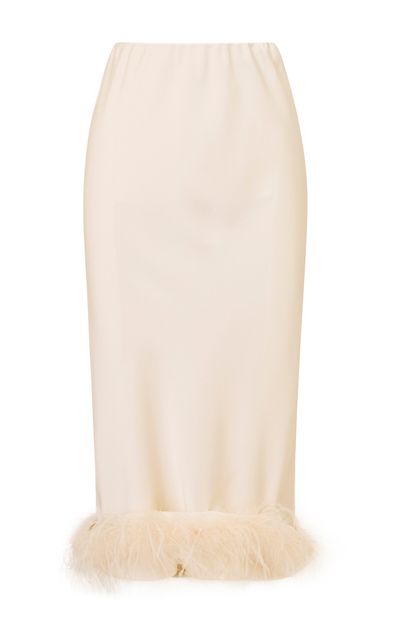 LoveShackFancy LoveShackFancy Endira Feather Charmeuse Maxi Skirt