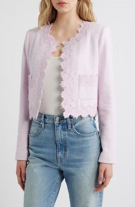 LoveShackFancy LoveShackFancy Erina Lace Trim Tweed Jacket
